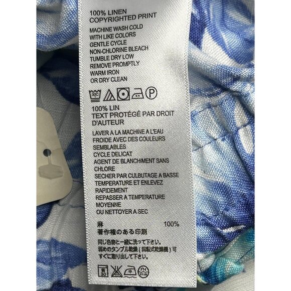 Tommy Bahama Pants Womens Small Blue Floral Linen Pull On Lounge Beach Resort - Picture 8 of 14